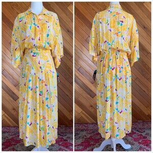 Vintage 70s/80s Deadstock Raoul Yellow Abstract Dress